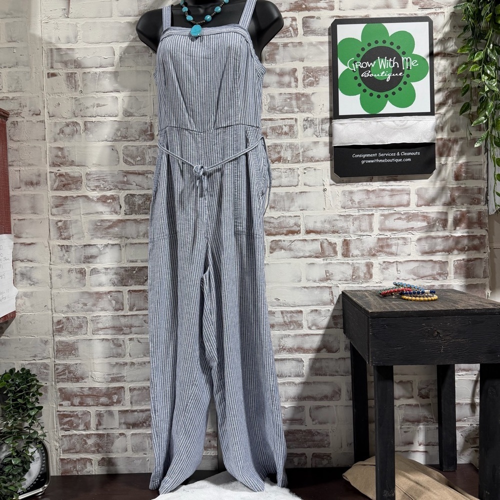 Old nay Striped Jumpsuit romper  in blue  and White womens small